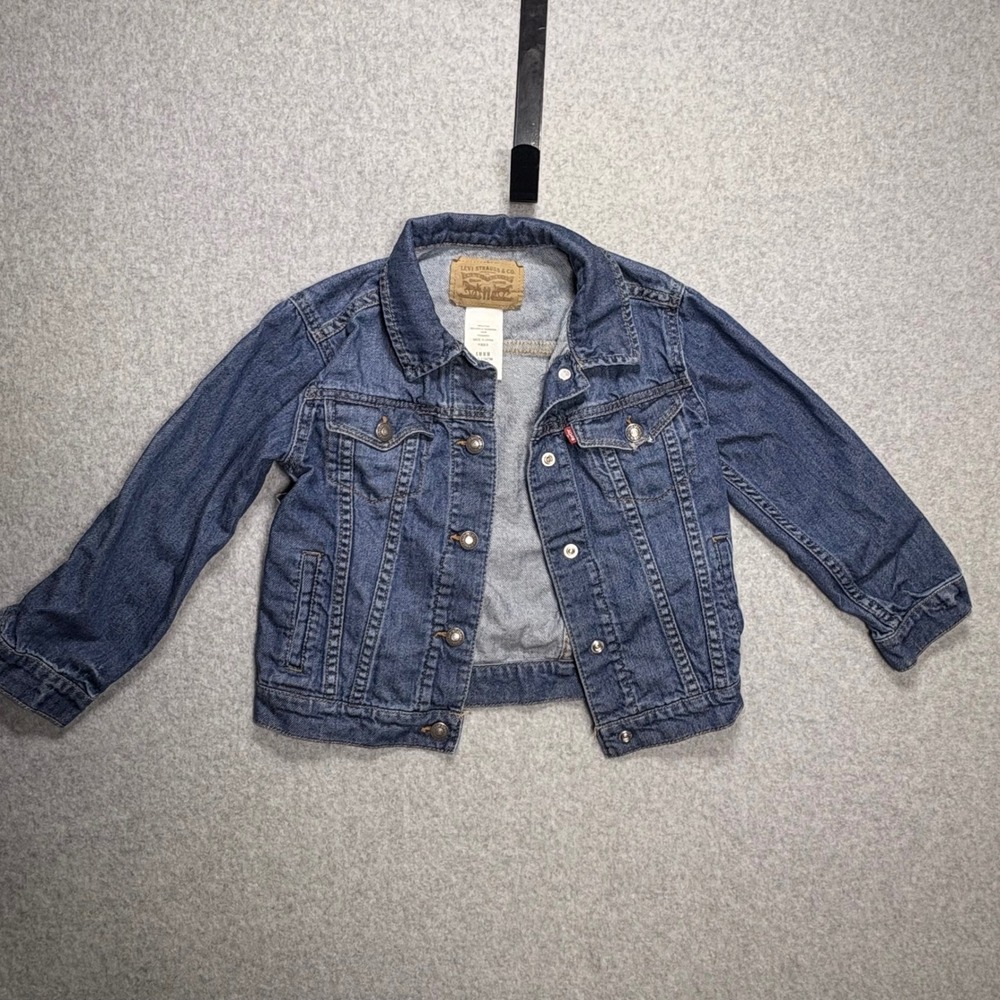 Levis Kids Denim Trucker Jacket Medium Wash Blue Cotton Size 6 5-6 Years